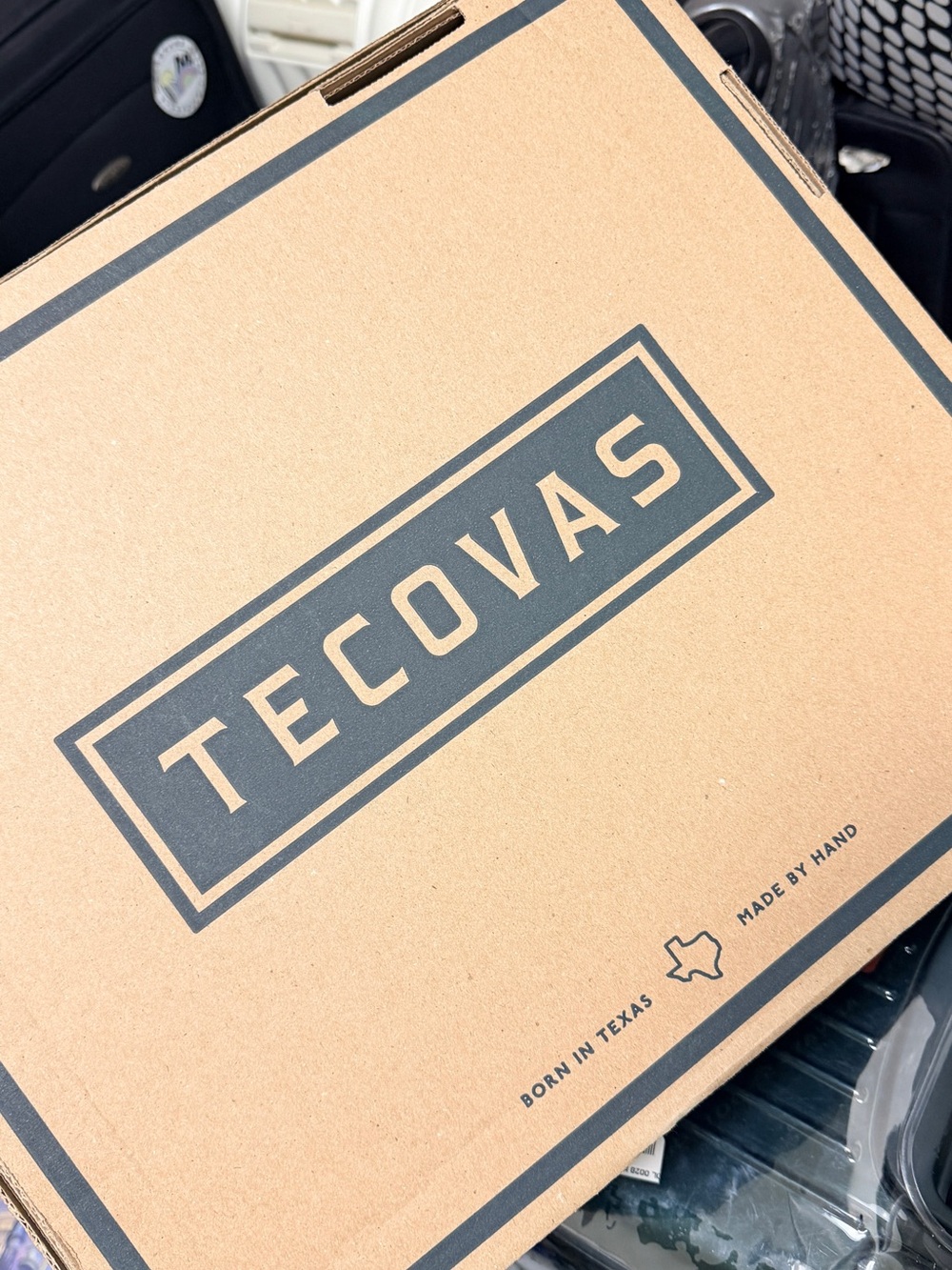 Tecovas Tan and Beige Ostrich Western Boots - Picture 2 of 3